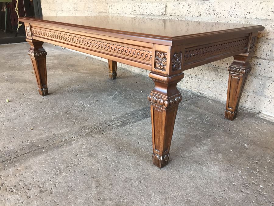 Large Rectangular Solid Wood Coffee Table [Photo 3]