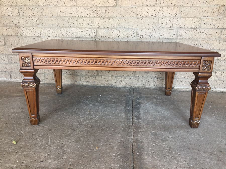 Large Rectangular Solid Wood Coffee Table [Photo 8]