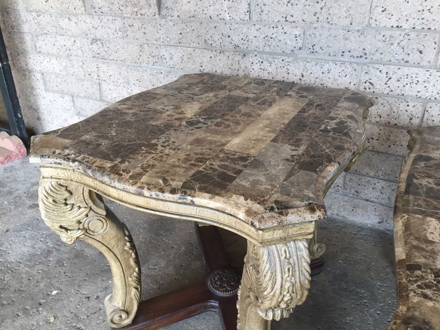 3-Piece Faux Marble Coffee Table And 2 Side Tables [Photo 10]