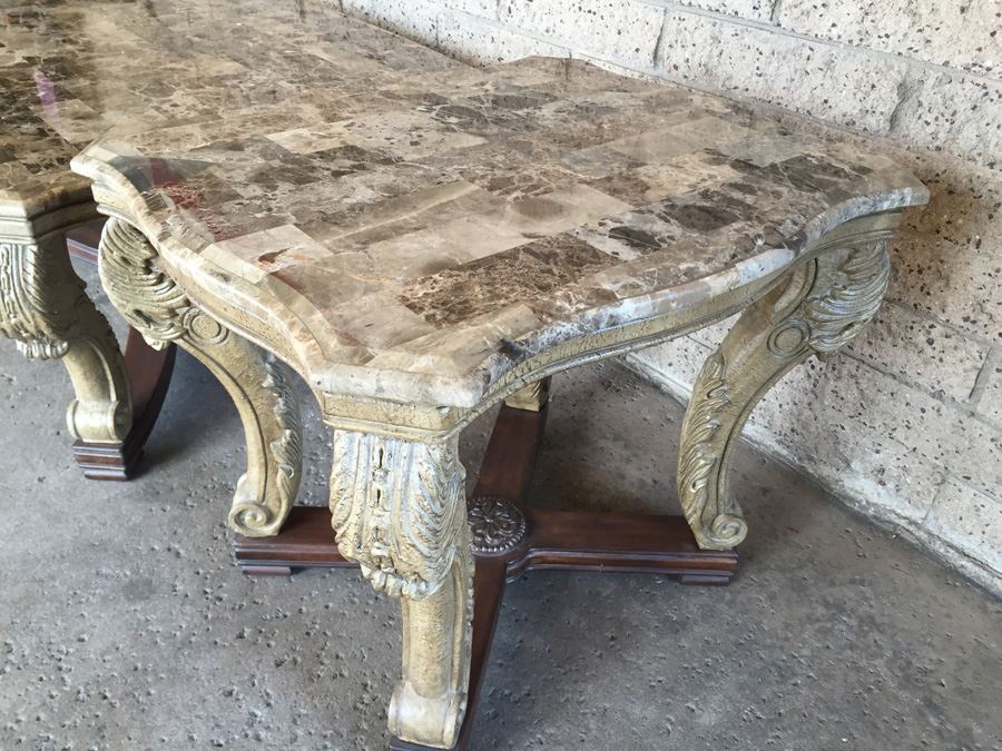 3-Piece Faux Marble Coffee Table And 2 Side Tables [Photo 5]
