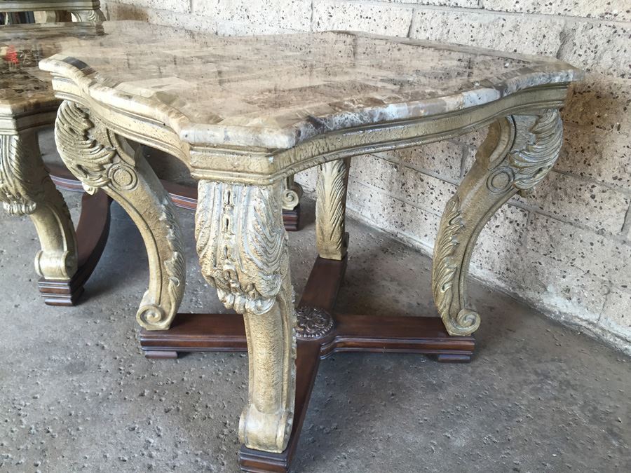 3-Piece Faux Marble Coffee Table And 2 Side Tables [Photo 2]