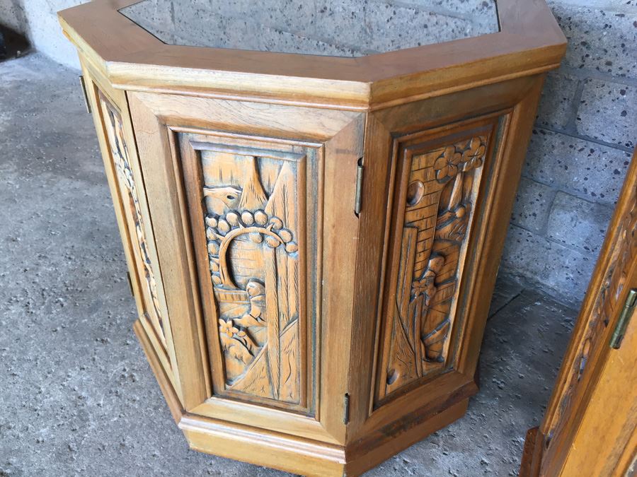 Pair Of Asian Carved Wood End Tables [Photo 8]
