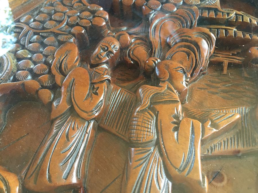 Pair Of Asian Carved Wood End Tables [Photo 16]