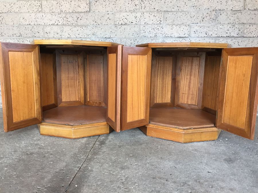 Pair Of Asian Carved Wood End Tables [Photo 2]
