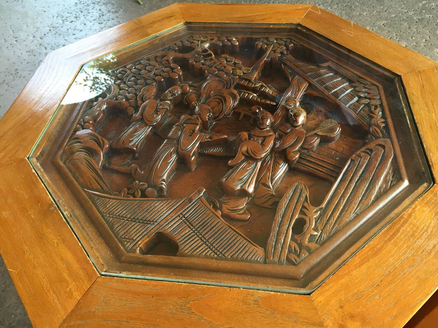 Pair Of Asian Carved Wood End Tables [Photo 14]