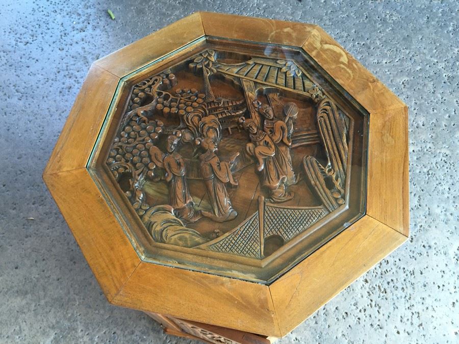 Pair Of Asian Carved Wood End Tables [Photo 10]
