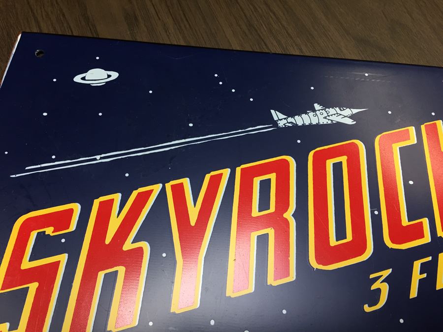 SKYROCKET POPS 5 Cent Painted Copper Reproduction Sign [Photo 5]