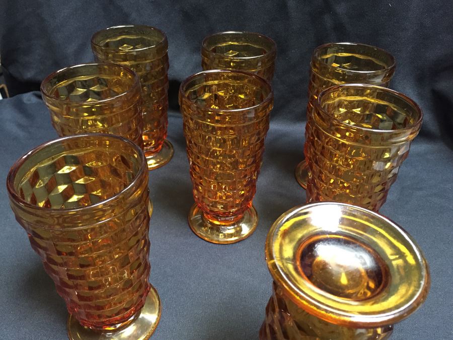 Vintage Amber Fostoria Footed Glasses [Photo 7]