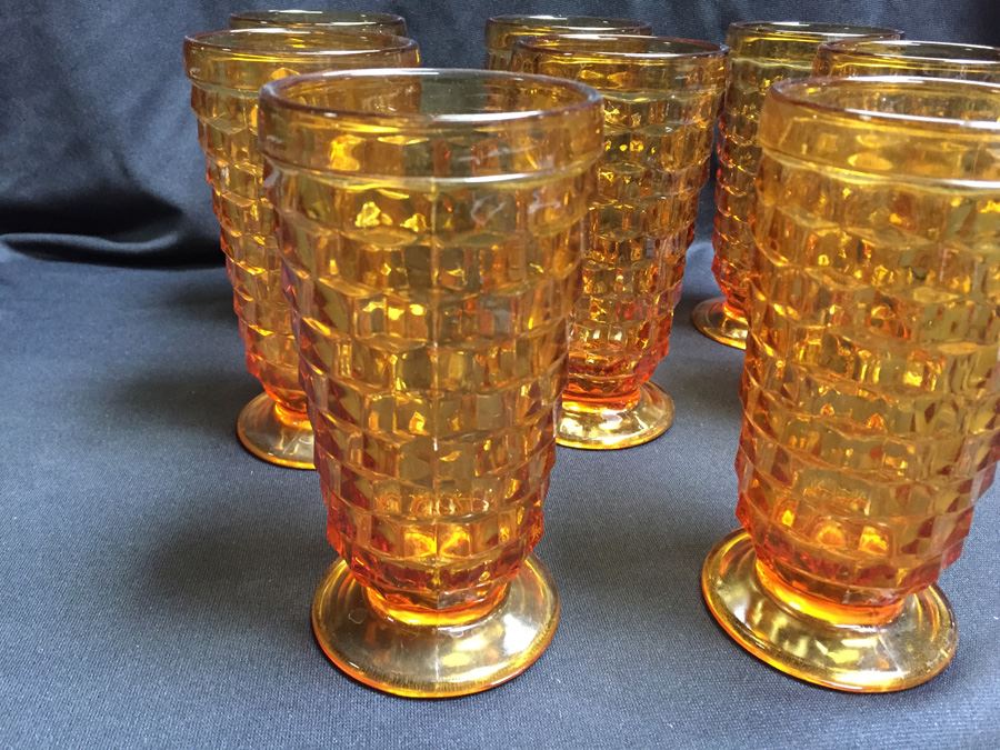 Vintage Amber Fostoria Footed Glasses [Photo 2]