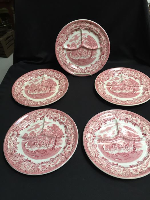 (6) Shenango China New Castle, PA Divided Plates