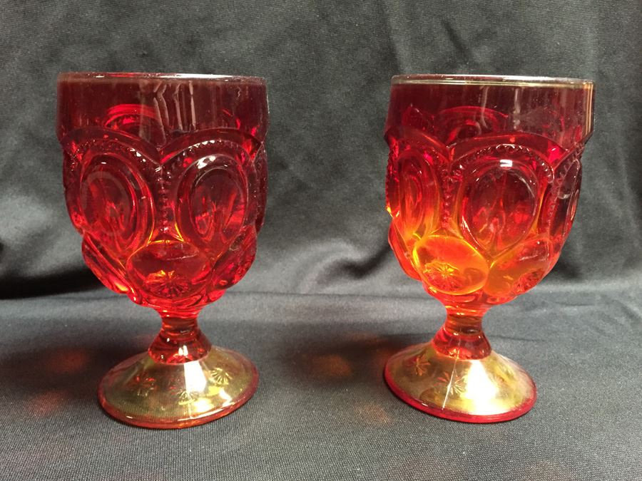 Pair Of Red Orange Goblets [Photo 3]