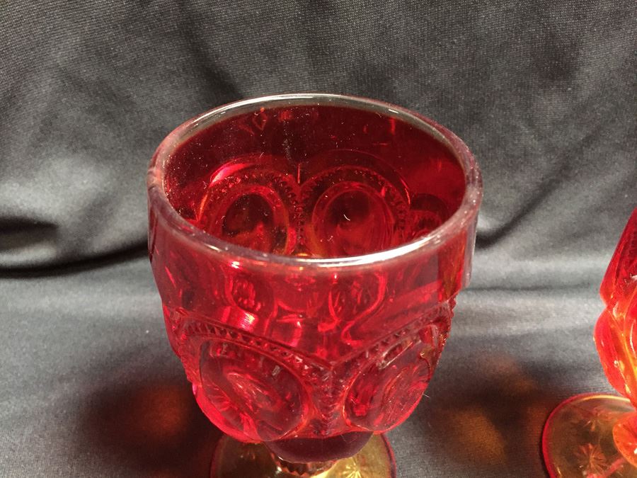 Pair Of Red Orange Goblets [Photo 2]