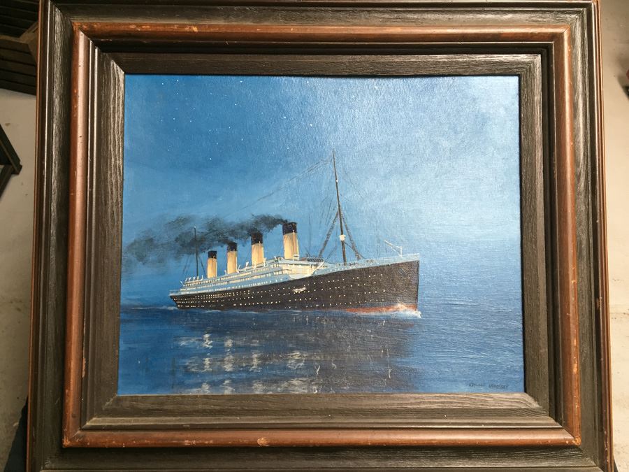 Original Oil Painting Of R.M.S. Titanic By Richard Derosset
