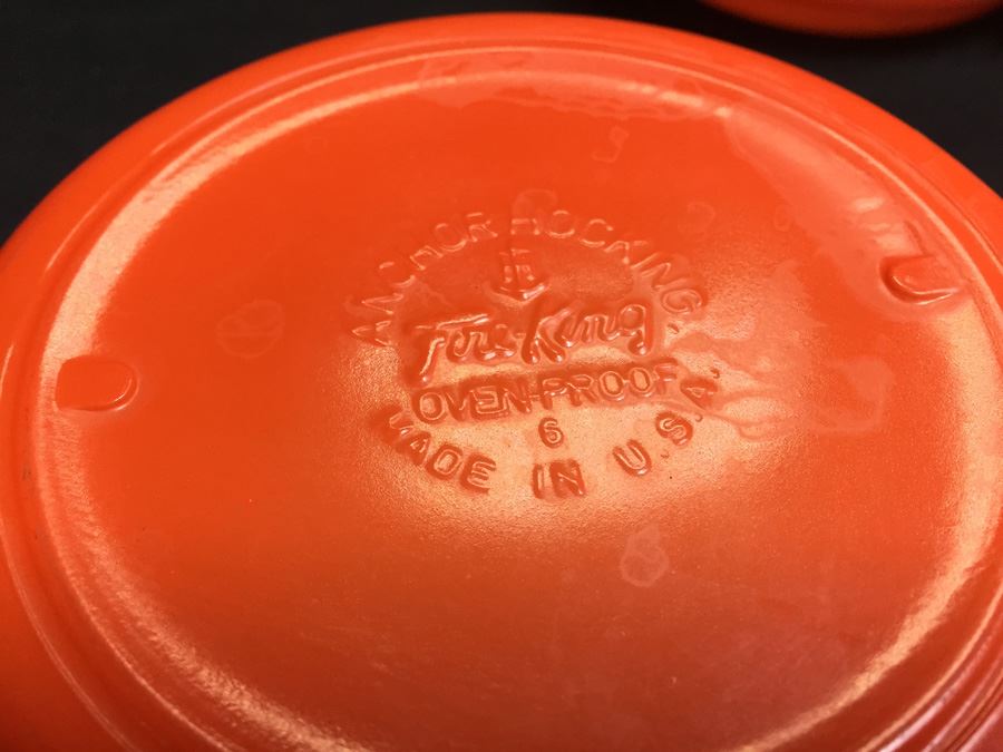 Pair Of Vintage Fire King Orange Bowl Cup With Handle [Photo 4]