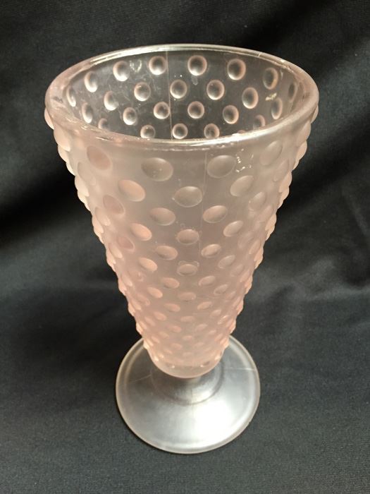 Vintage Light Pink Footed Hobnail Glass [Photo 2]