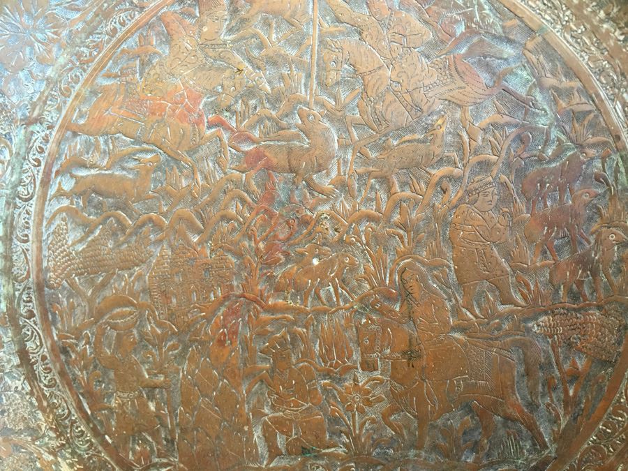 Vintage Middle Eastern Hand Hammered Detailed Copper Plate [Photo 5]