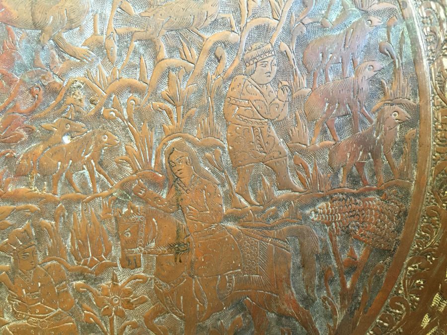 Vintage Middle Eastern Hand Hammered Detailed Copper Plate [Photo 7]