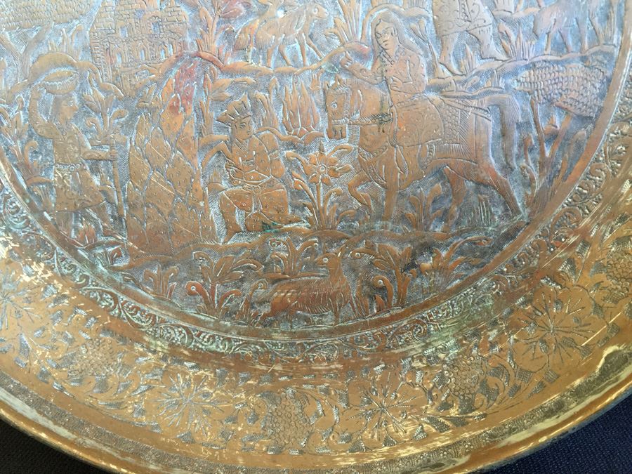 Vintage Middle Eastern Hand Hammered Detailed Copper Plate [Photo 6]