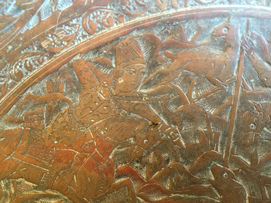 Vintage Middle Eastern Hand Hammered Detailed Copper Plate [Photo 8]