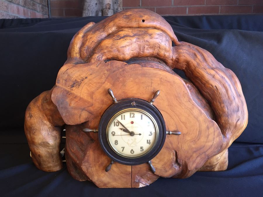 Working General Electric Clock Model 3H98 Mounted In A Large Piece Of Driftwood [Photo 5]