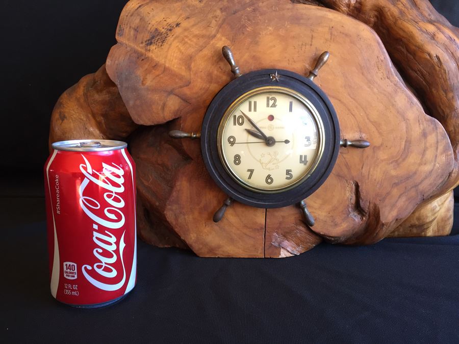 Working General Electric Clock Model 3H98 Mounted In A Large Piece Of Driftwood [Photo 4]