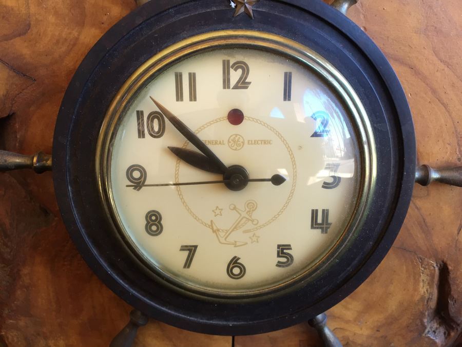 Working General Electric Clock Model 3H98 Mounted In A Large Piece Of Driftwood [Photo 2]