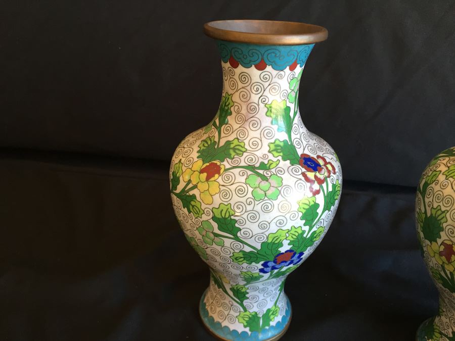 Pair Of Chinese Cloisonne Vases