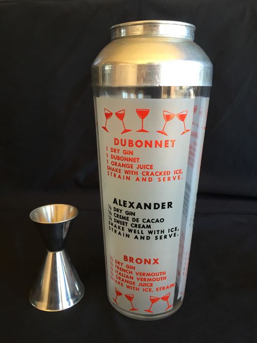 Vintage Mid-Century Glass Cocktail Martini Liquor Mixing Shaker With Recipes [Photo 2]