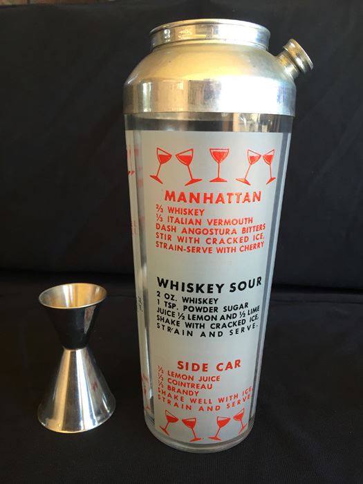 Vintage Mid-Century Glass Cocktail Martini Liquor Mixing Shaker With Recipes [Photo 4]