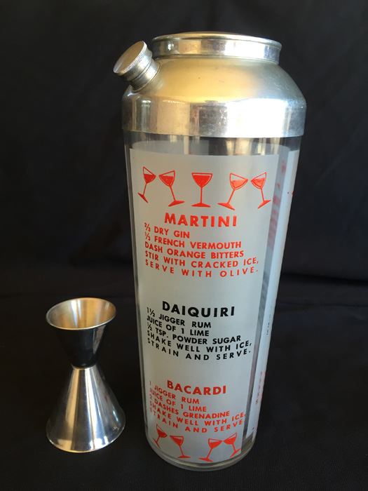 Vintage Mid-Century Glass Cocktail Martini Liquor Mixing Shaker With Recipes [Photo 5]
