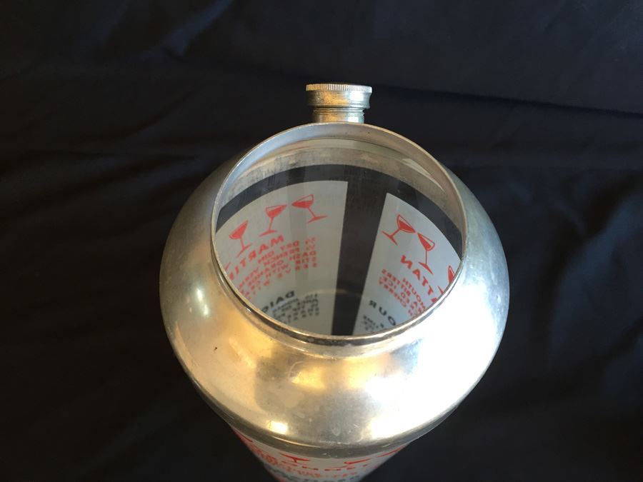Vintage Mid-Century Glass Cocktail Martini Liquor Mixing Shaker With Recipes [Photo 9]