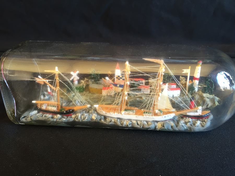 Village Diorama Ships In A Bottle Incredible Detail [Photo 2]