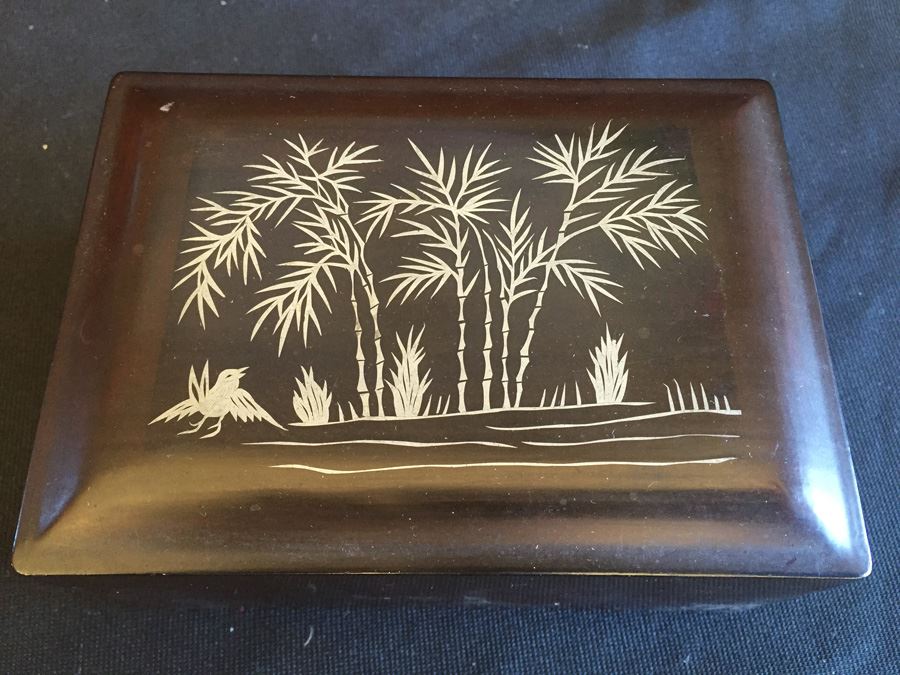 Silver Inlay Chinese Lacquer Nesting Boxes Foochow 5 Boxes [Photo 5]