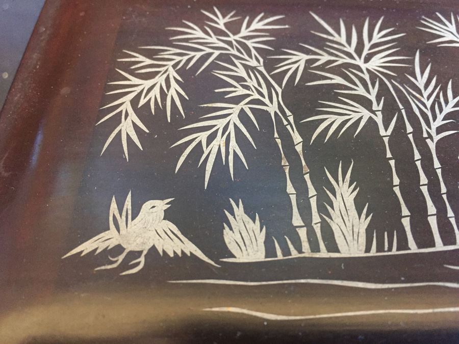 Silver Inlay Chinese Lacquer Nesting Boxes Foochow 5 Boxes [Photo 6]