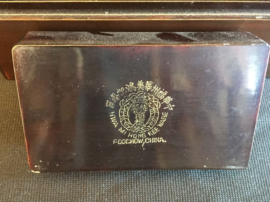 Silver Inlay Chinese Lacquer Nesting Boxes Foochow 5 Boxes [Photo 14]