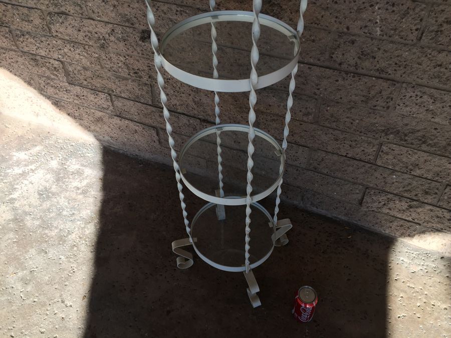 Twisted Metal And Glass Etagere [Photo 4]