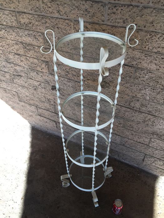 Twisted Metal And Glass Etagere [Photo 3]