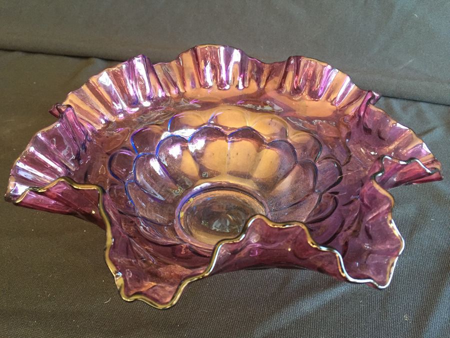Purple Glass Lot With Fluted Rim Pitcher And Bowl Fenton [Photo 12]