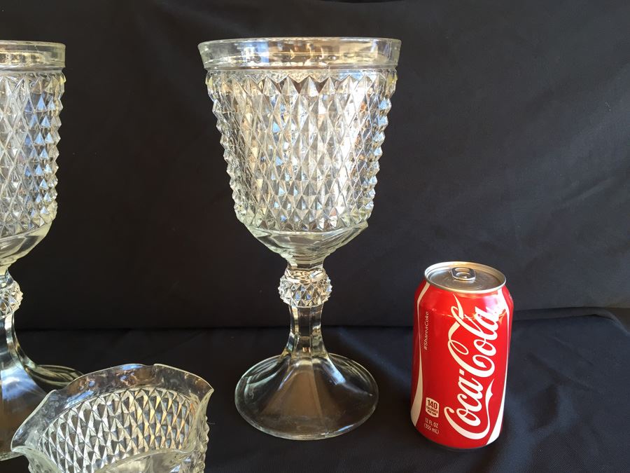 Vintage Fostoria Diamond Point Pattern Glass Lot [Photo 3]