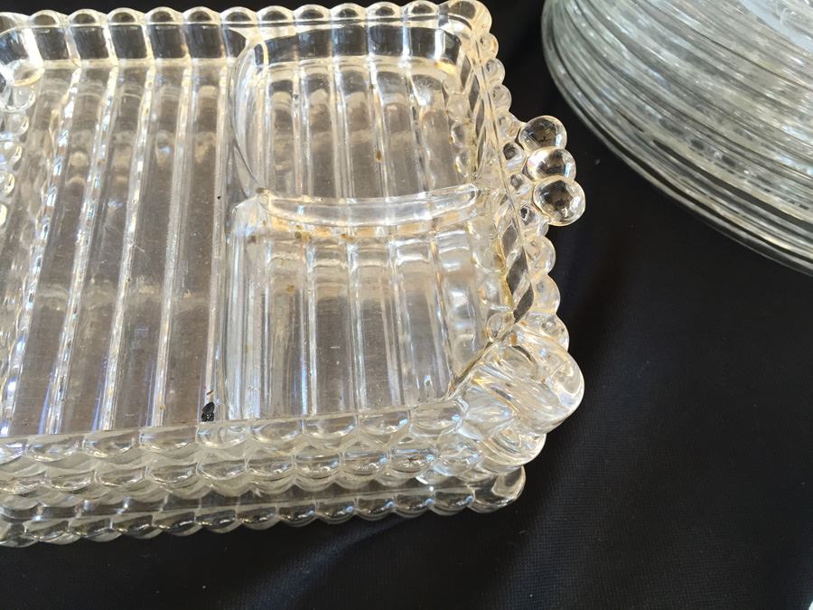 Huge Collection Of Hazel Atlas Glass Candlewick Boopie Luncheon Appetizer Plates & Glasses With Cigarette Holder And Federal Glass Plates & Glasses [Photo 14]