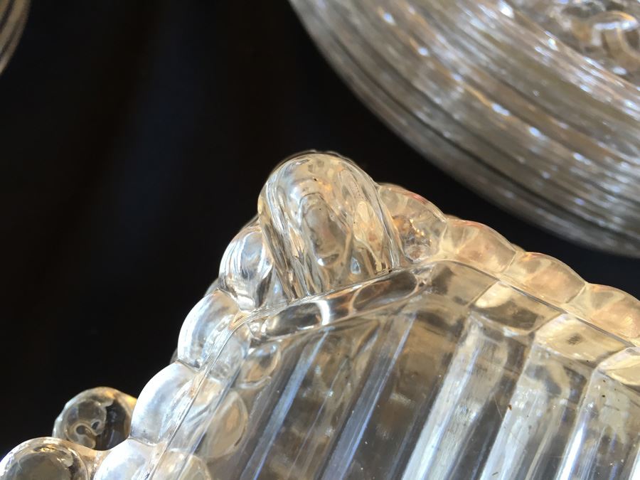 Huge Collection Of Hazel Atlas Glass Candlewick Boopie Luncheon Appetizer Plates & Glasses With Cigarette Holder And Federal Glass Plates & Glasses [Photo 9]