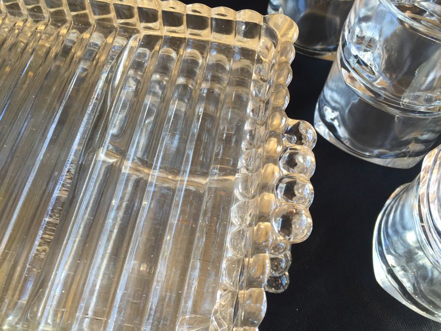 Huge Collection Of Hazel Atlas Glass Candlewick Boopie Luncheon Appetizer Plates & Glasses With Cigarette Holder And Federal Glass Plates & Glasses [Photo 7]