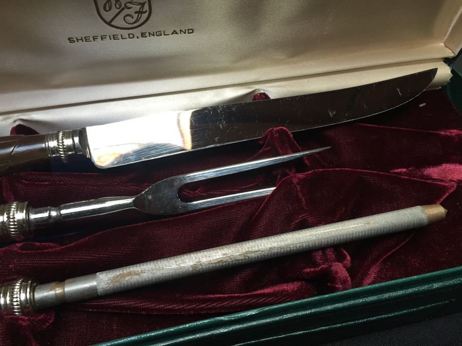 Sheffield Carving Knife Set In Box England [Photo 4]