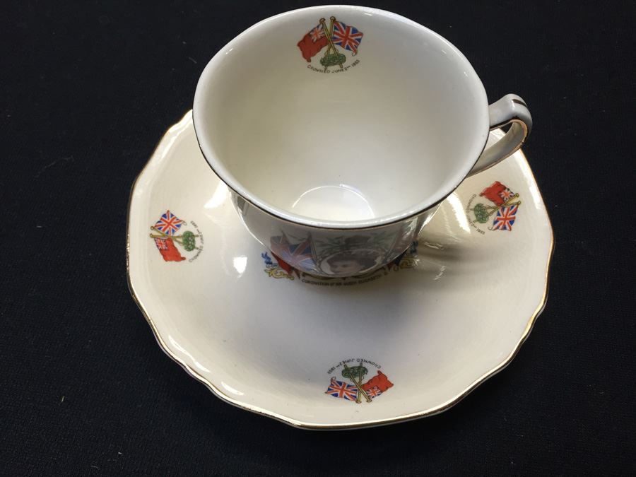Coronation Of H.M. Queen Elizabeth II Alfred Meakin England Cup And Saucer 1953