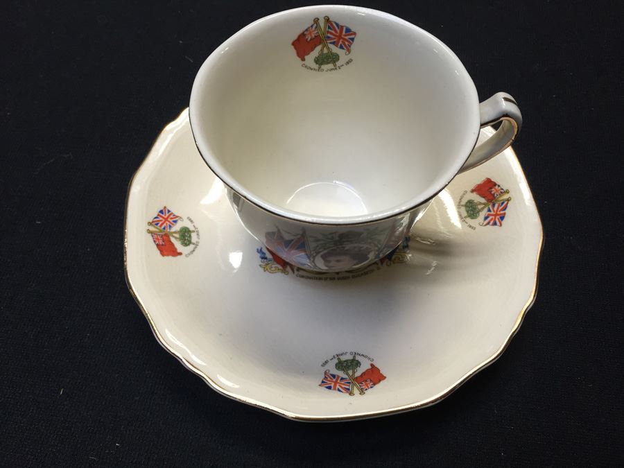 Coronation Of H.M. Queen Elizabeth II Alfred Meakin England Cup And Saucer 1953 [Photo 1]