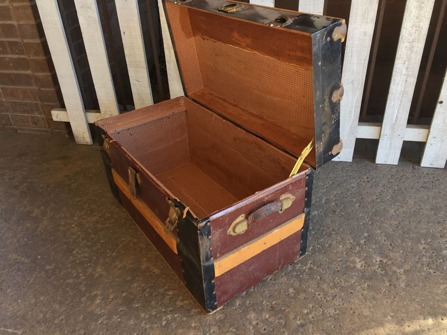 Vintage Metal And Wood Trunk