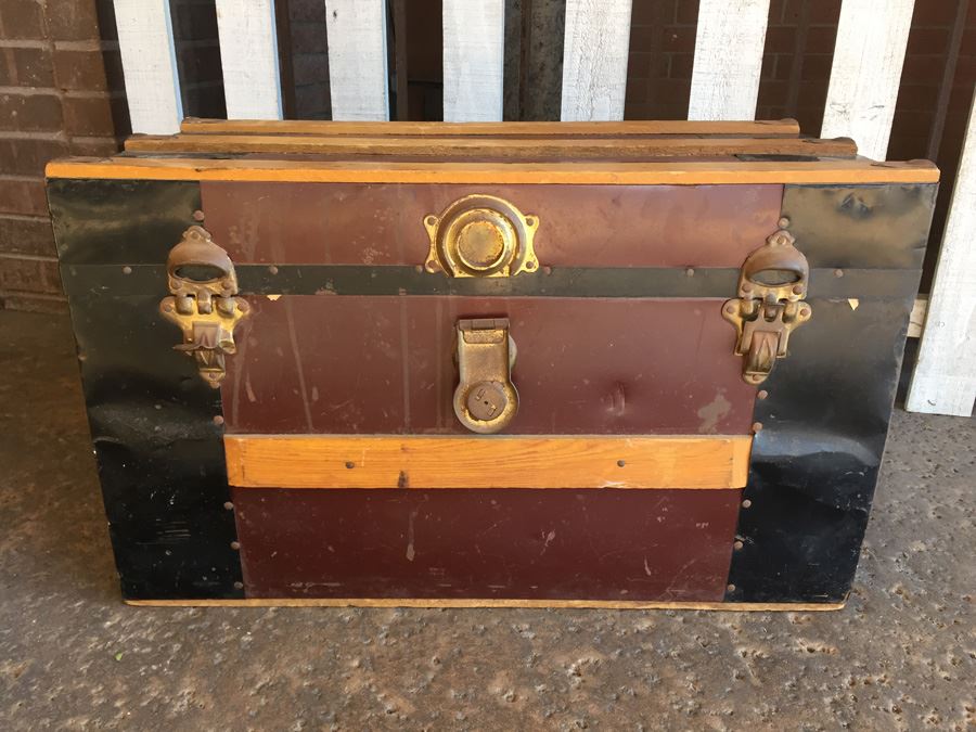 Vintage Metal And Wood Trunk