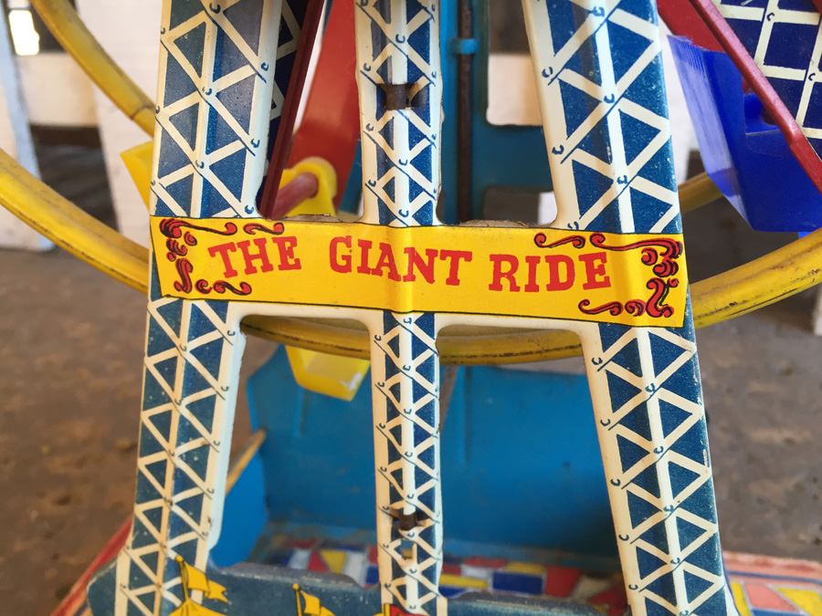 The Ohio Art Co Wind Up Tin Litho Ferris Wheel WORKING 'The Giant Ride' Estimate $75-$150 [Photo 5]