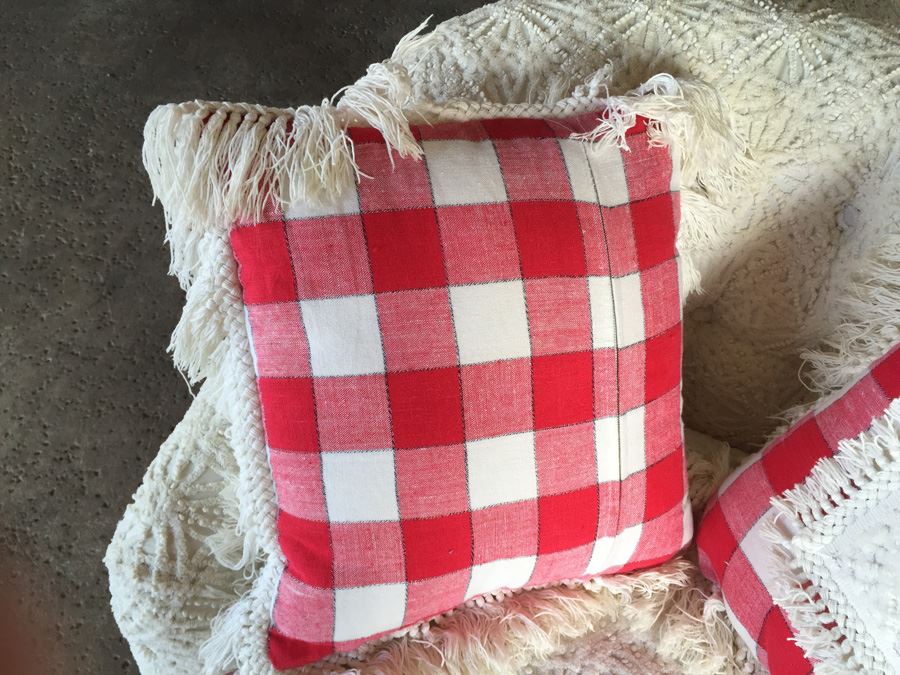 Vintage Arm Chair Upholstered With A Vintage Chenille Bedspread - Comes With 3 Pillows [Photo 11]