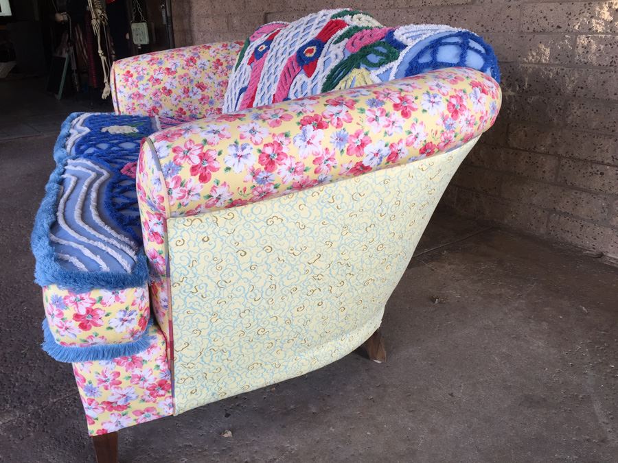 Vintage Loveseat Upholstered With A Vintage Chenille Peacock Bedspread [Photo 12]